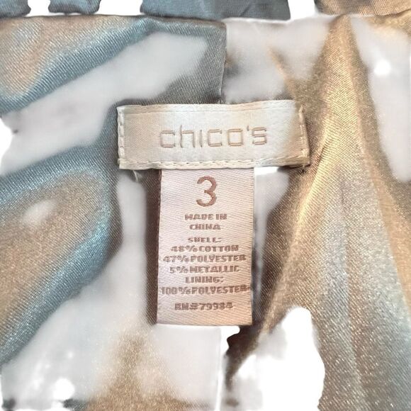 Chicos greeny metallic blazer. Chicos size 3 - Picture 3 of 8